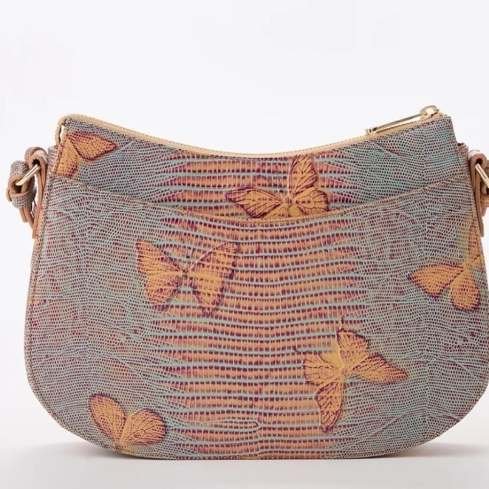 🦋🔹️Brahmin 🔹️ Shayna Crossbody Bag Mandarin Orange Heatwave Butterfly Leather - Picture 4 of 14